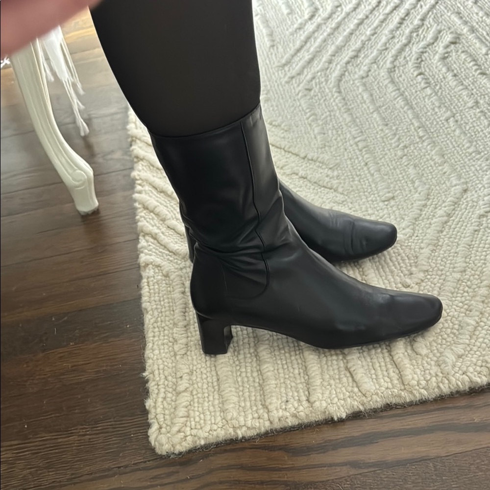 Cole Haan Vintage Leather Black Heeled Mid-Calf Boots Made in Italy - Picture 11 of 15